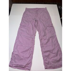 American Eagle Stretch Light Purple Baggy Wide Leg Cargo Pants Size 10 Short